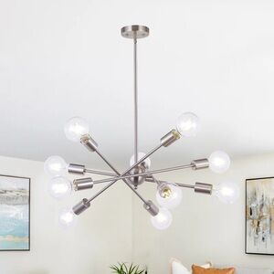 Modern Sputnik Chandelier 10 Lights Industrial Pendant Lighting Fixture